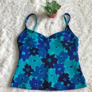 Liz Claiborne Blue Floral Tankini Top GUC